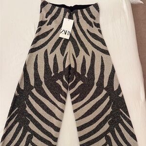 Zara Black and Cream Patterned Trousers